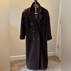 Vintage Larry Levine Chocolate Brown Wool/Cashmere Full Length Coat - size 8